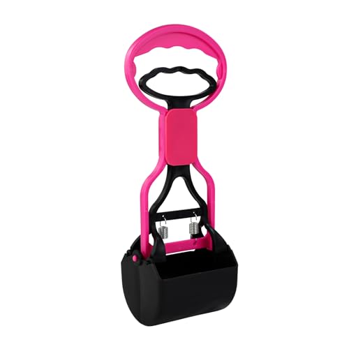 Andiker Portable Pet Pooper Scooper with Short Handle, Pet Clamp Scooper, High Elastic Spring Dog Poop Scoop Indoor and Outdoor Cleaning Tool (Pink) - color: Pink