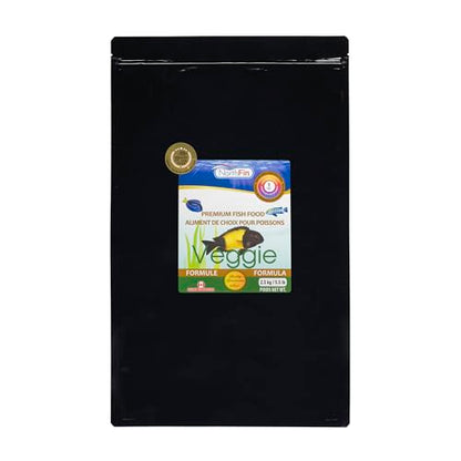 Northfin Veggie Fish Food, Slow-Sinking Pellets, 1mm, 2.5kg | Veggie Formula; slow-sinking pellets for herbivorous & omnivorous fish; organic kelp first ingredient; crafted in Canada - size: 5.5 Pound (Pack of 1), style: 1mm