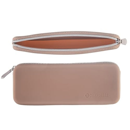 DIVERSEBEE Soft Silicone Pencil Case, Aesthetic Pencil Pouch with Zipper, Cute Pen Bag for School, Bible Journaling Supplies and Accessories, Pencil Organizer (Almond) - color: Almond