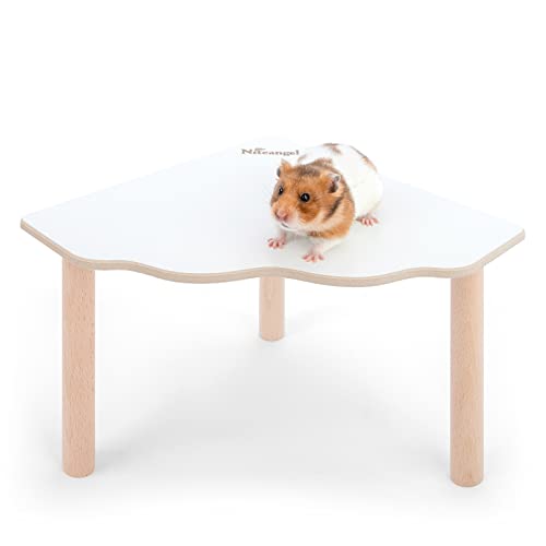 Niteangel Hamster Play Wooden Platform for Dwarf Syrian Hamsters Gerbils Mice Degus or Other Small Pets (Triangle - 5.9'' Height, White) - color: White, size: Triangle - 9'' L x 9'' W - 5.9'' Height