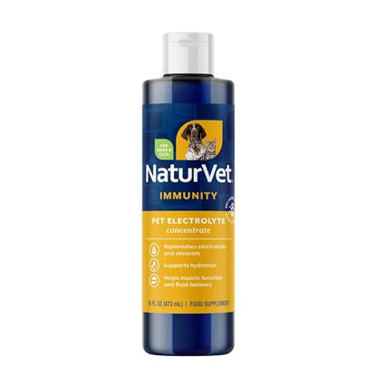 NaturVet Pet Electrolyte Concentrate for Dogs and Cats, 16 oz Liquid Concentrate, Made in The USA with Globally Source Ingredients