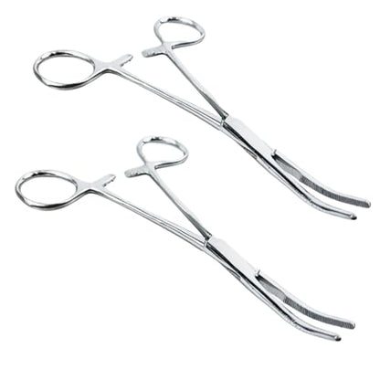 ADROIT (2 Pack) 5.5" Curved Tip Stainless Steel Hemostat Forceps | Precision Teeth Grip | Versatile Use for First Aid, Crafting, & Electronics - size: 5.5", style: Curved