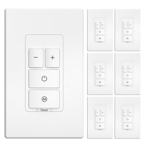 Amico Electronic Dimmer Switch, Touch Button Control, Single-Pole with LED Indicator, 150W Dimmable LED & 450W Incandescent, Includes Wall Plate, ETL Listed, 6 Pack, White - size: Standard Electronic