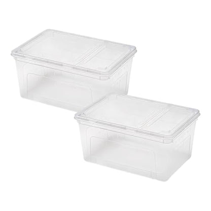 2 Pcs Reptile Breeding Box, Small Portable Reptile Terrarium, Clear Plastic Feeding and Hatching Container, 7.5 x 4.9 x 3 in Space-Saving Habitat for Small Pets