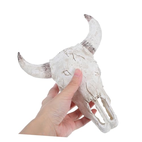 Toyvian Resin Cattle Skull Aquarium Decor Unique Reptile Hideout for Terrarium for Geckos Lizards and Spiders Artificial Habitat Ornament