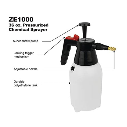 Milton ZE1000: Pressurized Chemical Sprayer, Plastic Container, 36 Oz.