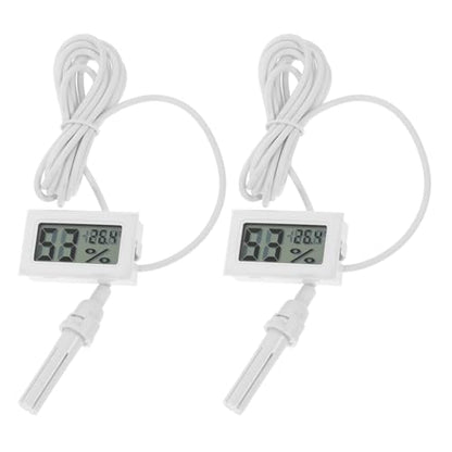 2pcs Embedded Digital Thermometer - Indoor Mini Hygrometer Monitor with External Probe, LCD Celsius Display, for Reptile Terrariums Incubators and Household