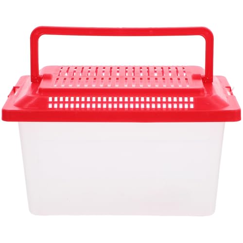POPETPOP Portable Fish Tank Handheld Transparent Turtle Box Plastic Aquarium for Small Pets Hamsters Reptiles Compact Lightweight Terrarium