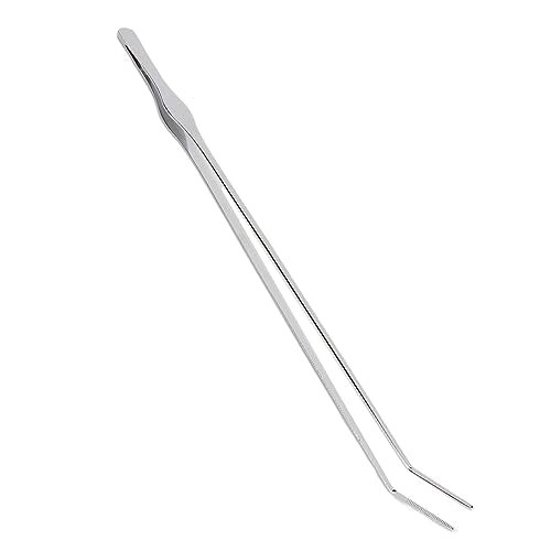 Aquarium Tweezers, 45cm Stainless Steel Feeding Tongs, Rust Long Handle for Reptile, Plant, and Deep Tank Use (Curved Tweezers) - size: Curved Tweezers