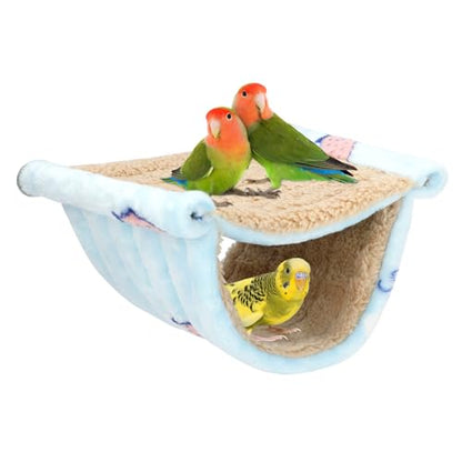 BWOGUE Winter Warm Bird Nest Bed Hanging Hammock Snuggle Hut Parrot House Tent Toy Bird Cage Perch for Parakeet Budgies Cockatiels Lovebird Cockatoo Finch Hamster Chinchilla Guinea Pig - color: Sky Blue, size: Medium (9"x7.2")