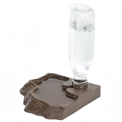 17oz Terrarium Tank Reptile Food Feeders Bowl, Water Feeder Automatic Water Dispenser Waterer Feeding Accessories, for Geckos Lizards Turtle Bearded Dragons (Brown) - color: Brown