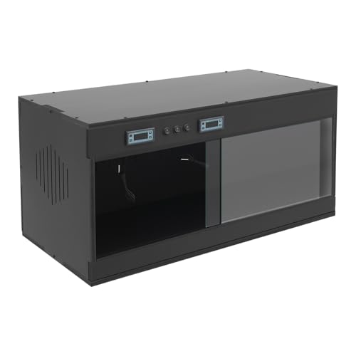 PVC Large Reptile Tank, Front Opening Reptile Terrarium with Dual Temperature Controller Snake Enclosure Reptiles Feeding Box with Glass Sliding Door for Chameleon Lizard Snake 31.5x15.8x15.8 (Black) - color: Black