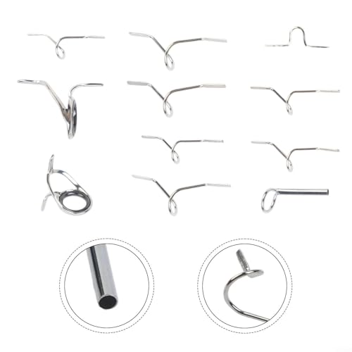 Fly Rod Guide Replacement Kit Stainless Steel Fishing Eyelets with Tip Top Snake Stripper Guides Hook Keeper for Rod Building Repair