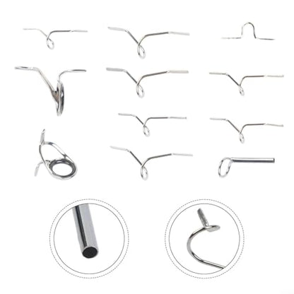 Fly Rod Guide Replacement Kit Stainless Steel Fishing Eyelets with Tip Top Snake Stripper Guides Hook Keeper for Rod Building Repair