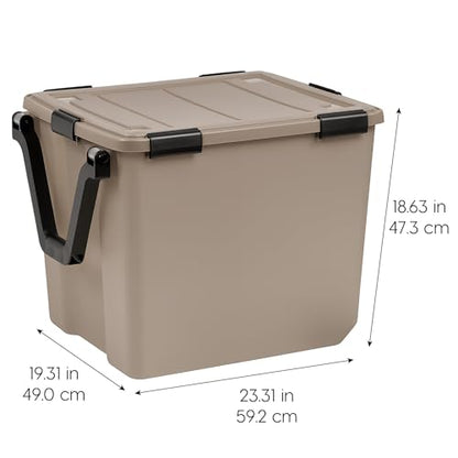 IRIS USA 3-Pack WeatherPro Gasket Box, 106 Quart Weather Resistant Storage Bins with Latching Lids, Heavy Duty Organizing Containers for Closet, Bathroom, and Office - Tan - size: 109 Qt. - 3 Pack