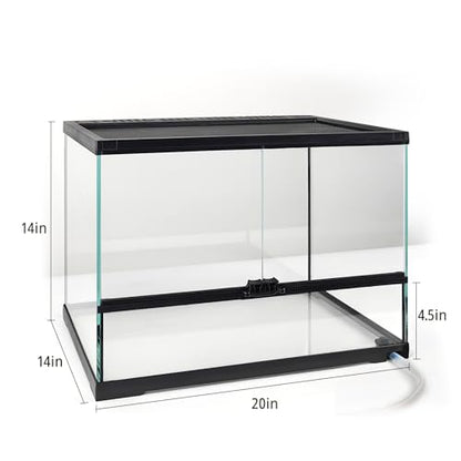 17 Gallon Reptile Glass Tank 20"x14"x14" with Drainage Hole - Pre-Assembled Reptile Cage Enclosure for Turtle,Tortoise,Hermit Crab,Bearded Dragon,Gecko,Lizard,Snake,Spider,Fish,Tarantula - size: 20*14*14inch with drainage hole