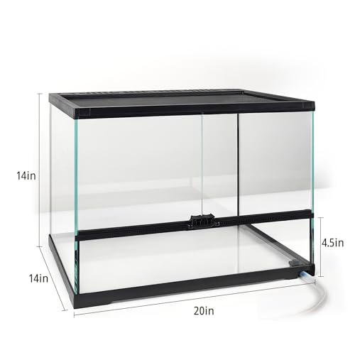 17 Gallon Reptile Glass Tank 20"x14"x14" with Drainage Hole - Pre-Assembled Reptile Cage Enclosure for Turtle,Tortoise,Hermit Crab,Bearded Dragon,Gecko,Lizard,Snake,Spider,Fish,Tarantula - size: 20*14*14inch with drainage hole