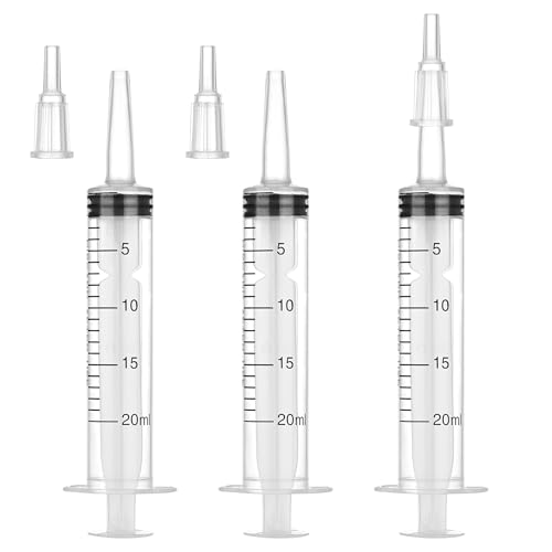 20mL Plastic Syringe for Liquid - 3 Pack Large Syringes with Adapter for Scientific Labs, Feeding, Oil Filling, Individually Wrapped - style: 20mL