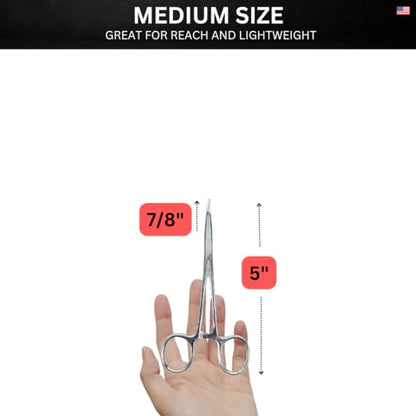 ADROIT (2 Pack) 5" Curved Hemostat Forceps | Stainless Steel Design | Small Teeth On Jaws | Locking Mechanism Built in | Great for Sewing, Fishing, Jewelry Making, Multi-Use - size: 5", style: Curved