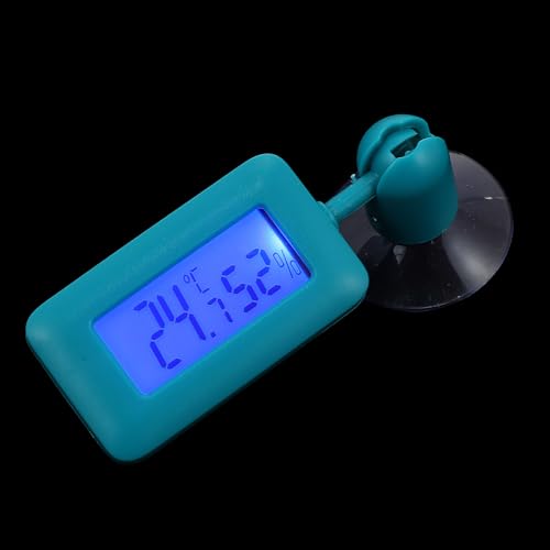Digital Reptile Thermometer with 360° Rotary Night Light and Suction Cup, Green Mini Hygrometer for Leopard Gecko and Bearded Dragon Tank Temperature Monitoring
