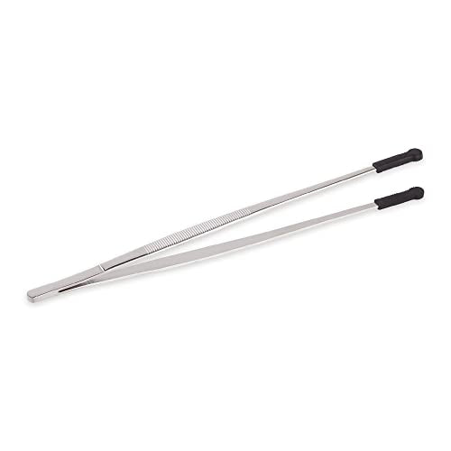 RSVP International Endurance Silicone Tipped Kitchen Tweezers Food Safe, Durable Stainless Steel, Heat Safe up to 475 Degrees F, 12" Length