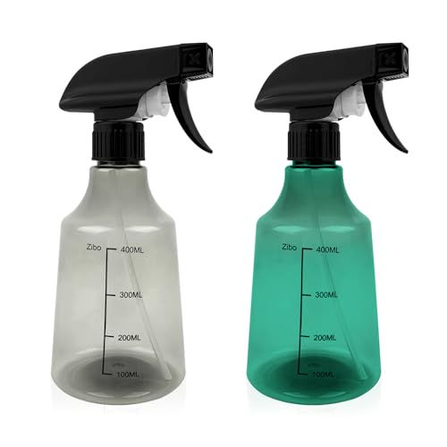 2 Pack 17oz/500ml Mist and Stream Adjustable Spray Bottles, Empty Spray Bottles with Measurements for Home Cleaning and Gardening, Grey and Green
