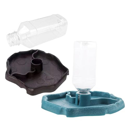 Toyvian Automatic Reptile Waterer and Feeding Dish, Lake Blue and Dark Brown Water Bowl with Reservoir for Tortoises, Lizards, and Spiders, Pet Terrarium Water Feeder for Amphibians