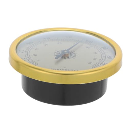 GALPADA Golden and 2% Rh Resolution with High Precision Monitoring Round Hygrometer Analog Surface Mount Humidity Gauge for, Battery-Free Stainless Steel Reptile Terrarium and Indoor Use