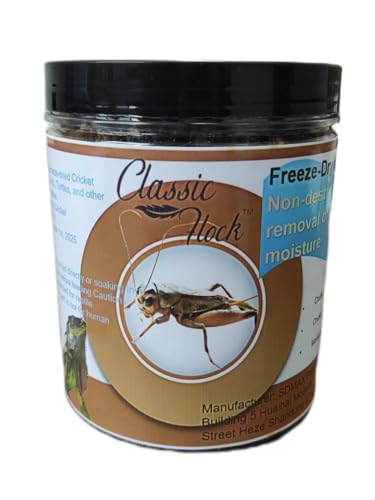 Classic Flock 3.5oz Freeze-Dried Cricket – High Protein Reptile & Amphibian Food for Healthy Pets，Suitable for Birds, Fish, Hedgehogs, Bearded Dragons, Lizards