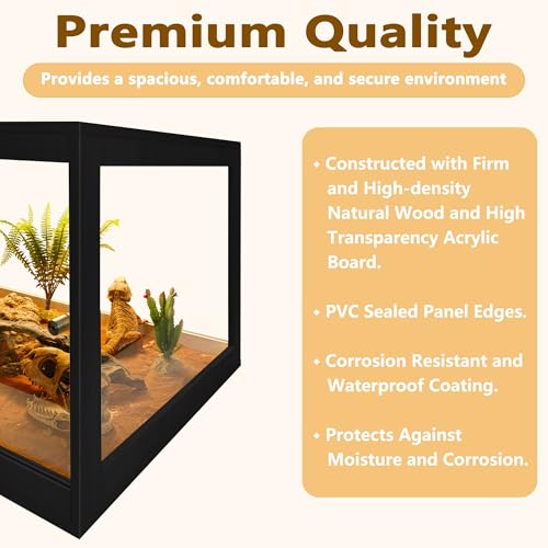PROLEE Bearded Dragon Tank,30 Gallon Reptile Tank with Meatl Mesh Roof and Front Sliding Door, Lizard Tank,Spacious Reptile Enclosure for Snakes,Lguanas, Chameleons