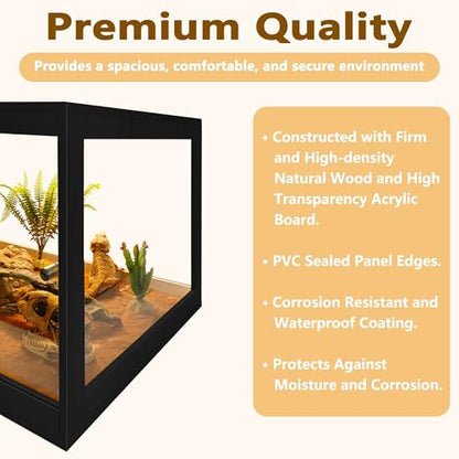 PROLEE Bearded Dragon Tank,30 Gallon Reptile Tank with Meatl Mesh Roof and Front Sliding Door, Lizard Tank,Spacious Reptile Enclosure for Snakes,Lguanas, Chameleons