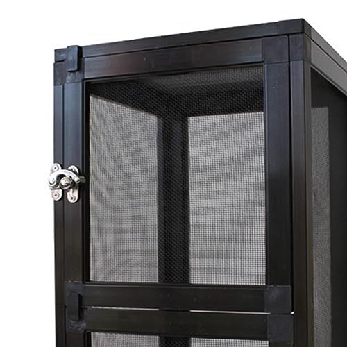 Reptile Breeding Case Mesh Screen Habitat Cage Aluminum Alloy Feeding Box with Front Door Lock Portable Lightweight Container Suitable for, Black