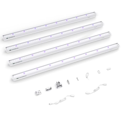 Maygrove T5 Grow Lights for Indoor Plants 2FT, Blue-Rich Full Spectrum 5000K Grow Light, 60W(4 x 15W), Grow Light Strips for Seed Starting, Greenhouse, High PPFD, Linkable, White, 4-Pack - color: Purple, size: 2ft-white Cover