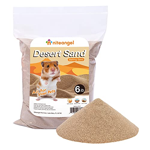 Niteangel Hamster Desert Bath Sand | No-Dust Bath or Potty Litter Sand for Hamster Chinchillas Gerbil Mice Degu or Other Small Pets - color: Desert Sand, size: 6LB/96oz