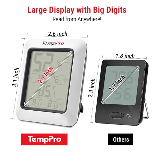 TempPro TP50 3 Pieces Digital Hygrometer Indoor Thermometer Room Thermometer and Humidity Gauge with Temperature Humidity Monitor (Previously ThermoPro) - color: White