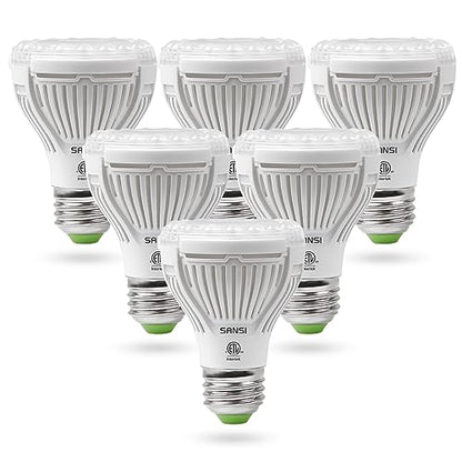 SANSI LED Grow Light Bulb for Seeds and Greens, Full Spectrum 10W Grow Light (150 Watt Equiv) with Optical Lens for Indoor Plant, High PPFD, E26 Base, 6-Pack - size: 6 Pack