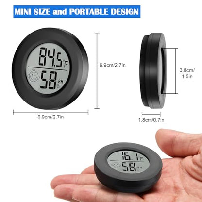 2Pcs Mini Digital Indoor Thermometer Hygrometer Meters Gauge Accuracy Room Temperature and Humidity Monitor for Reptile Humidors Jars Incubators Guitar Case Green House Fahrenheit (℉)
