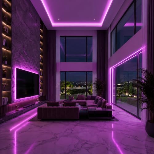 LED Strip Lights 24V COB Purple Dimmable LED Lighting16.4ft (Kit) | Super Bright, Dotless High Density 7.2W/m, 8mm Width Cuttable Flexible, Home DIY Commercial Decoration - color: Purple (Kit)