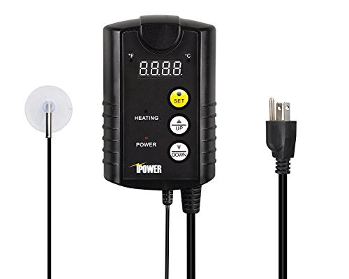 iPower GLHTMTCONTROL 40-108 Degrees Fahrenheit Digital Heat Mat Thermostat Controller for Seed Rooting Germination Reptiles, Fermentation and Brewing, 1000W-Black, Black - size: 1000W-Black, style: 1 Pack