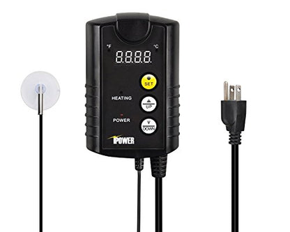 iPower GLHTMTCONTROL 40-108 Degrees Fahrenheit Digital Heat Mat Thermostat Controller for Seed Rooting Germination Reptiles, Fermentation and Brewing, 1000W-Black, Black - size: 1000W-Black, style: 1 Pack