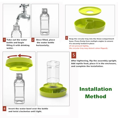 2-in-1 Reptile Feeding Water Bottle and Feeding Clamp,Automatic Feeders Bowl for Bearded Dragon Gecko Snake Lizard Turtles and Other Small Animals