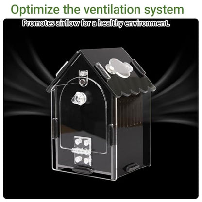 Jumping Spider Enclosure Kit, 3.15x3.15x5.6 Inch Acrylic Terrarium with Magnetic Lock & Feeding Hole, Escape-Proof Mini Habitat for Tarantula, Mantis, Reptiles, Cricket Keeper