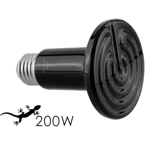 200W Ceramic Heat Emitter for Reptiles, Amphibians, Dogs, Cats, and etc - No Light Infrared Heat Lamp for Terrariums and Vivariums