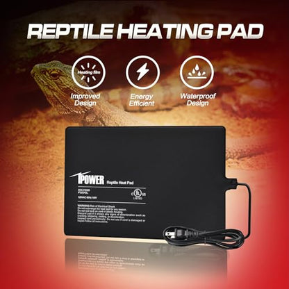 iPower 8 by 12-Inch 16 Watt Reptile Heat Pad Under Tank Terrarium Heater Heat Mat for Small Animals (Pack of 2) - color: Black-1 Pack, size: 8" X 12" (Pack of 2), style: Heat Pad