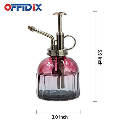OFFIDIX Plant Mister Glass Spray Bottle, Glass Mister Indoor Plant Mister with Bronze Plastic Top Pump Glass Small Watering Can One Hand for Flower Plants - color: D-Wine Red Gray Gradient