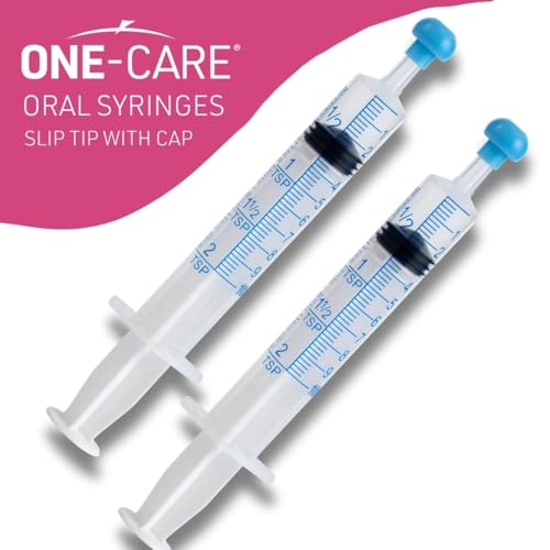100 Pack, ONE-CARE 10ml Oral Syringe with Cap - Sterile, Individually Wrapped - (100 Syringes 10ml), Slip Tip, Uses include oral administration of medicine for infants, adults and animals - size: 10 ml Blue Scale