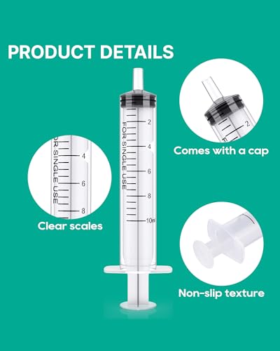 JollyMate 30 Pack 10ml Oral Syringe for Liquids, 10cc Oral Syringes without Needle with Cap Individually Wrapped for Pet Feeding, Scientific Labs, Measuring Liquids, Oil & Glue Dispenser - style: 10ml