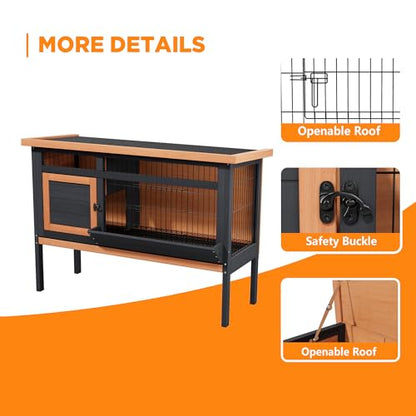 Tortoise Habitat Reptile Enclosure, Wooden Tortoise Enclosure with Open Waterproof Roof, Leakproof Tray & Elevated Legs, Indoor-Outdoor Small Animal Cage for Turtles, Lizards & More