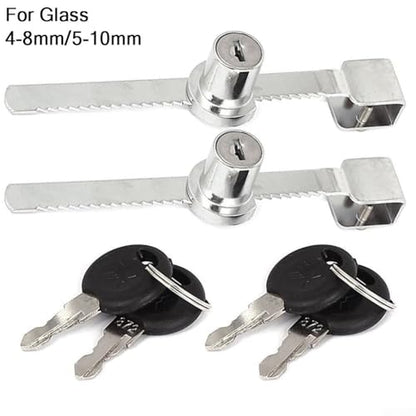 Sliding Glass Door Lock for Reptile Vivarium or Display Cabinet, Zinc Alloy Chrome Finish with 2 Keys for Secure Pet Enclosure and Showcase Protection(5-10mm) - size: 5-10mm