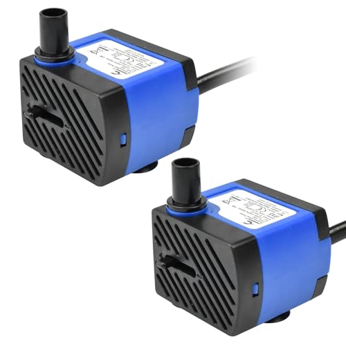 CONQUERALL 2PCS Circulation Pump 4W 74GPH Adjustable Flow Hydroponics Supplies for Tabletop Water Fountain - color: 74gph-4w, size: 2PCS